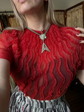 Load image into Gallery viewer, vintage 1950s sheer red blouse {L}