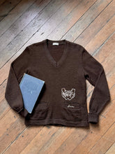 Load image into Gallery viewer, vintage 1940s brown letterman varsity pullover sweater {s-m}