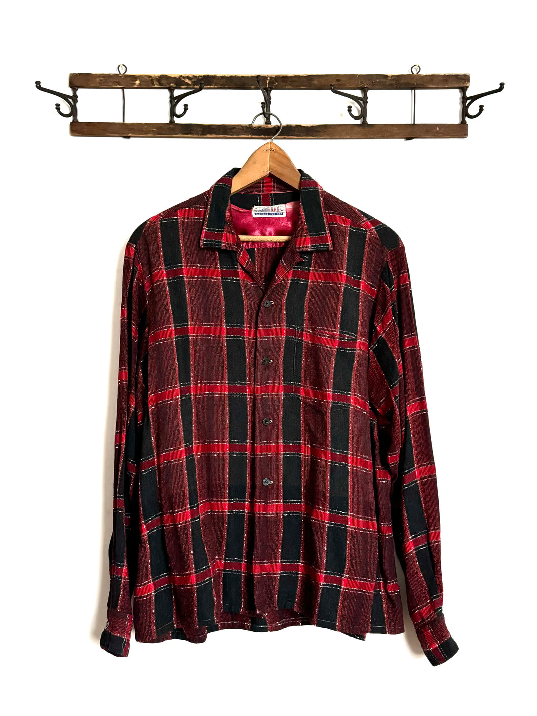 vintage 1950s plaid long sleeve shirt