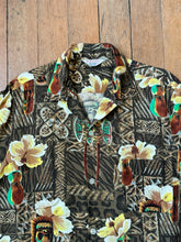 Load image into Gallery viewer, vintage 1960s rayon Tiki Hawaiian shirt