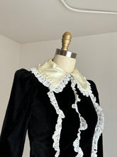 Load image into Gallery viewer, vintage 1960s tuxedo velvet dress {xs}