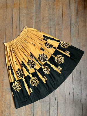 vintage 1950s skeleton key skirt {xs}