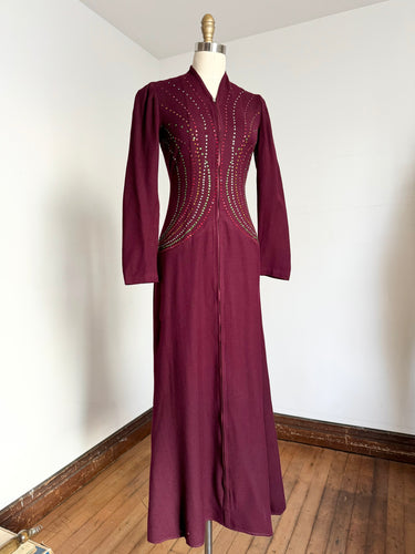 vintage 1930s rhinestone wool dressing gown {xs}