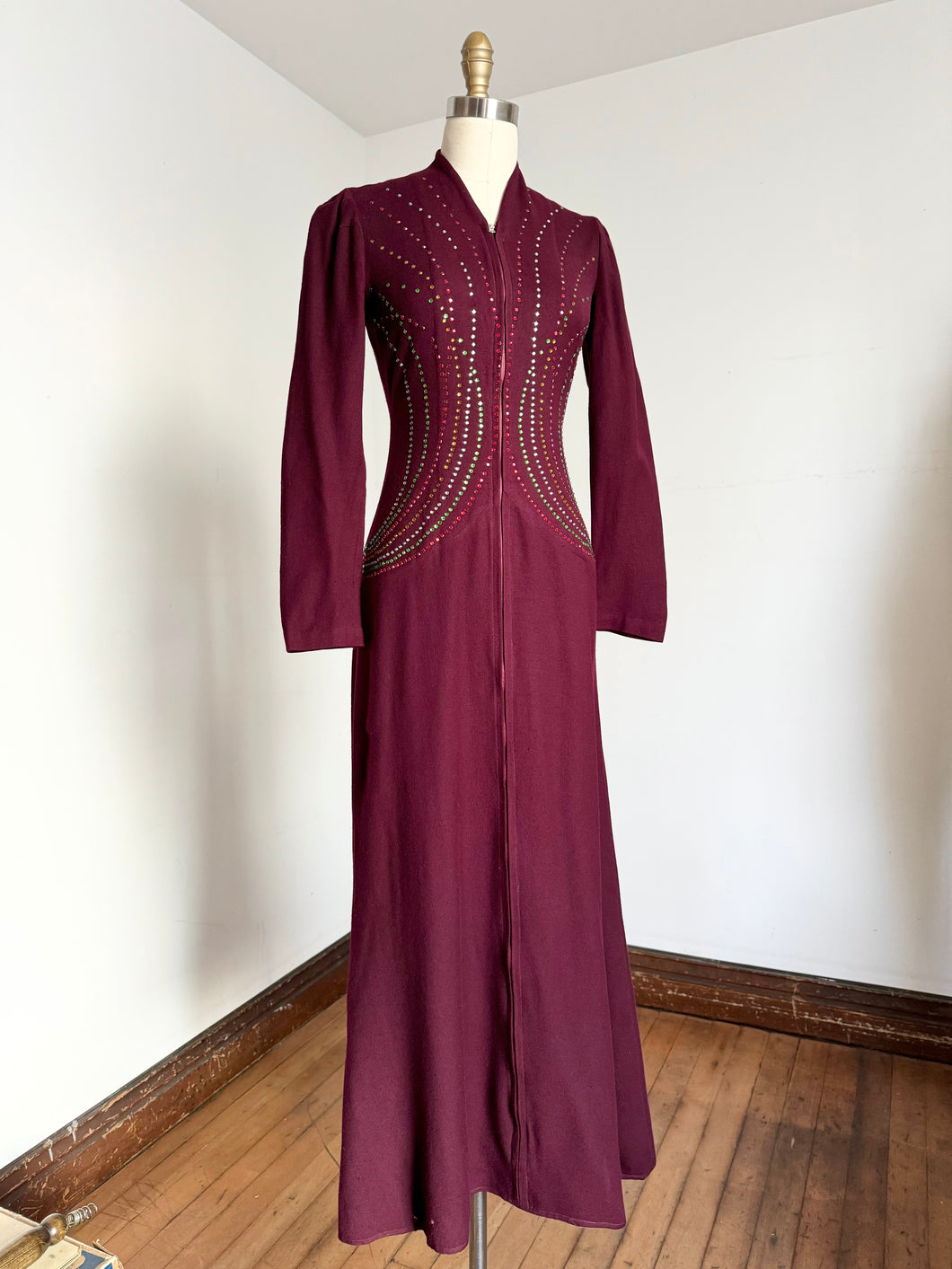 vintage 1930s rhinestone wool dressing gown {xs}