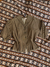 Load image into Gallery viewer, vintage 1950s brown striped blouse {m}