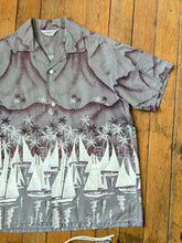 Load image into Gallery viewer, vintage 1950s novelty sailboat cabana set shirt and shorts