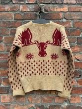 Load image into Gallery viewer, vintage 1940s novelty Moose head ski sweater