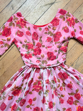 Load image into Gallery viewer, vintage 1950s roses dress {xxs}