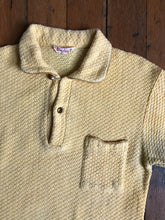 Load image into Gallery viewer, vintage 1950s yellow knit pullover polo shirt