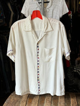 Load image into Gallery viewer, vintage 1950s rayon flag shirt - loop collar