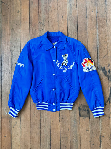 vintage 1970s women’s baseball league jacket