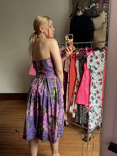 Load image into Gallery viewer, vintage 1950s purple roses dress {xs}