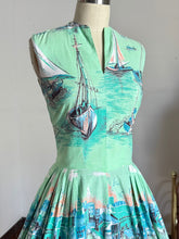 Load image into Gallery viewer, vintage 1950s novelty sailboat sun dress {xs}