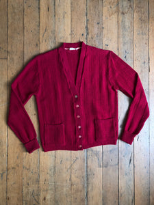 vintage 1950s raspberry cardigan sweater {s-m}