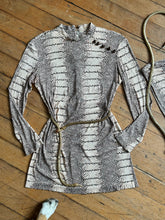 Load image into Gallery viewer, vintage 1960s snakeskin pant set tunic mini dress and pant set {xs}