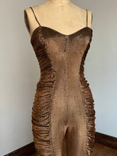 Load image into Gallery viewer, vintage 1980s Frederick’s of Hollywood gold jumpsuit {s}