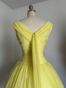 vintage 1960s yellow chiffon party dress {s}