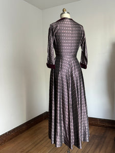 vintage 1950s front zip purple dress {s}