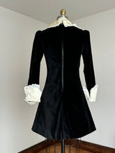 Load image into Gallery viewer, vintage 1960s tuxedo velvet dress {xs}