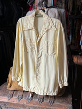 Load image into Gallery viewer, vintage 1950s yellow wool long sleeve button up shirt