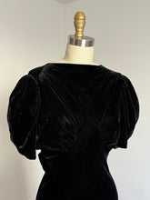 Load image into Gallery viewer, vintage 1930s black velvet gown {xs/s}