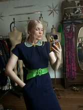 Load image into Gallery viewer, vintage 1940s navy dress {xs}