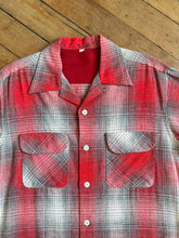 Load image into Gallery viewer, vintage 1950s plaid wool long sleeve shirt - loop collar