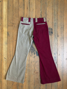 vintage 1960s 70s color block flared pants
