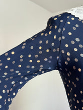 Load image into Gallery viewer, vintage 1930s navy rayon dress {m}