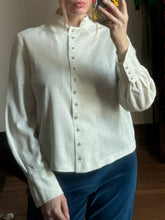 Load image into Gallery viewer, vintage 1960s silver metallic blouse {L}