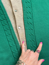 Load image into Gallery viewer, vintage 1950s 60s green knit cardigan sweater jacket