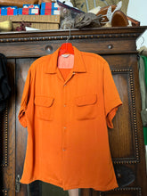 Load image into Gallery viewer, vintage 1950s orange rayon shirt