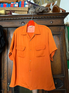 vintage 1950s orange rayon shirt