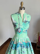 Load image into Gallery viewer, vintage 1950s novelty sailboat sun dress {xs}
