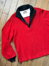 Load image into Gallery viewer, vintage 1950s red fuzzy pullover quarter zip sweater