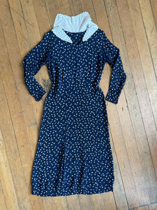 vintage 1930s navy rayon dress {m}