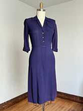 Load image into Gallery viewer, vintage 1940s 50s navy rayon dress {s}