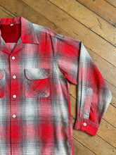 Load image into Gallery viewer, vintage 1950s plaid wool long sleeve shirt - loop collar