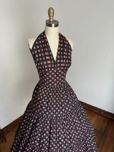 vintage 1950s floral halter dress {s}