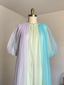 vintage 1960s colorful peignoir lingerie set {L}