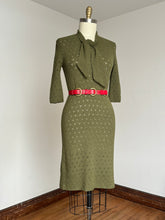 Load image into Gallery viewer, vintage 1950s green knit sweater dress {m-XL}