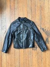 Load image into Gallery viewer, vintage 1960s black leather biker jacket