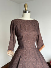 Load image into Gallery viewer, vintage 1950s party dress w/ faux fur cuffs {s}