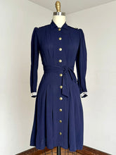 Load image into Gallery viewer, vintage 1930s 40s navy nautical dress {s}