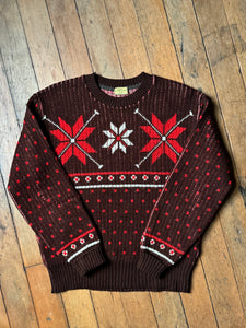 vintage 1940s snowflake ski sweater