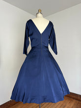 Load image into Gallery viewer, vintage 1950s navy evening dress {s}