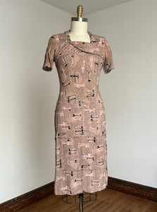 vintage 1940s novelty Giraffe rayon dress {m}