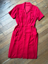 Load image into Gallery viewer, vintage 1950s red front zip dress {m}