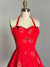 Load image into Gallery viewer, vintage 1950s red Hawaiian sun dress {xxs-xs}