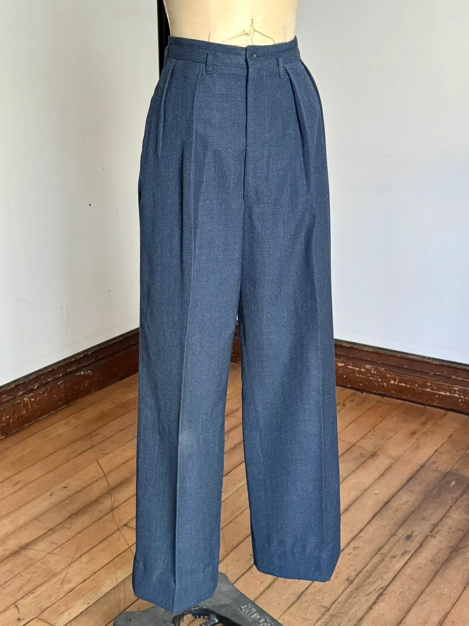 vintage 1950s wool trousers with watch pocket and subtle fleck 30